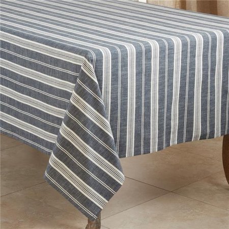 SARO LIFESTYLE SARO 5618.NB70S 70 in. Square Cotton Tablecloth with Navy Blue Striped Design 5618.NB70S